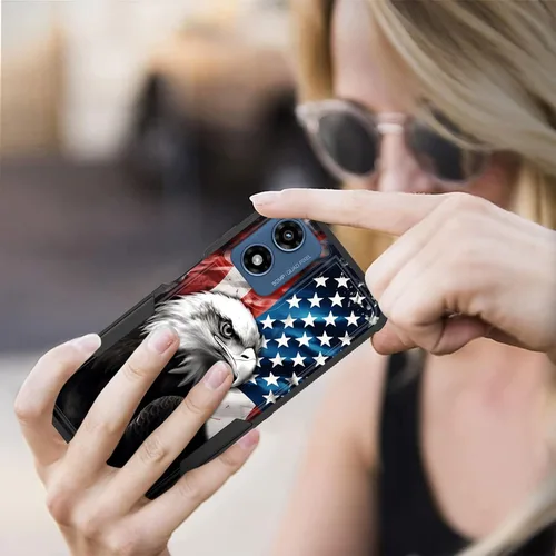 Vista 7 de para Moto G Play 4G 2024, funda de dos capas híbrida resistente y a prueba de golpes, PC duro + silicona suave protectora para Motorola Moto G Play