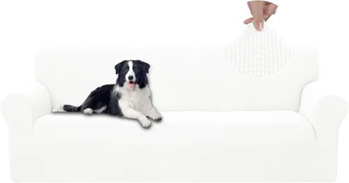 Vista 34 de U-NICE HOME Funda elástica para sofá, lavable, protector de muebles para sofá de 3 cojines, apta para mascotas (sofá, beige)