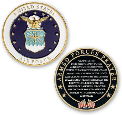 Moneda de Oración de las Fuerzas Armadas de la Fuerza Aérea - Moneda de Desafío del Valor de la USAF - Regalos para la Fuerza Aérea - Negocio Usmc