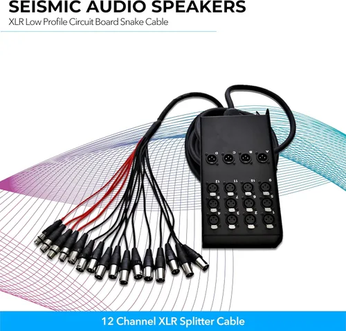 Vista 3 de Seismic Audio Cable Snake Sub de Envío XLR de Perfil Bajo de 12 Canales, Cable Divisor XLR, 25 Pies