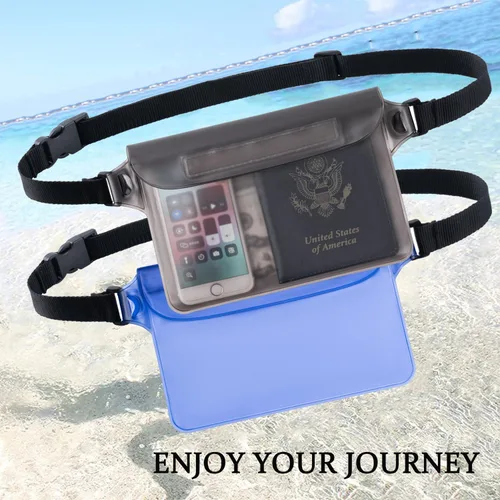 Vista 7 de CADONO Paquete de 2 fundas impermeables con correa ajustable para la cintura Bolsa seca sensible al tacto en pantalla, mantiene tu teléfono
