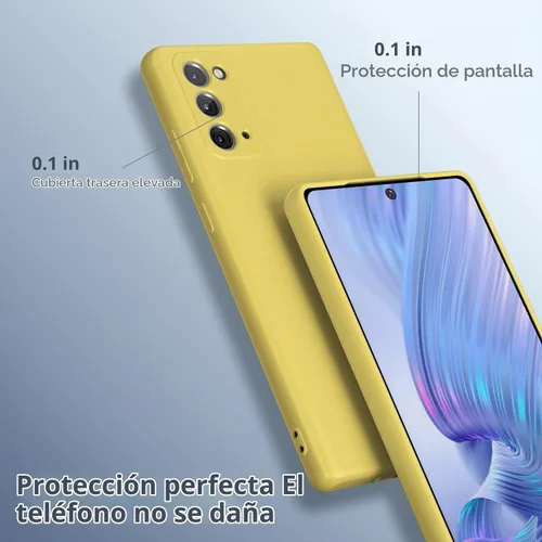 Vista 4 de Funda para Galaxy Note20, silicona líquida, delgada, suave, TPU Fit, protección de cuerpo completo, a prueba de golpes, para Galaxy Note 20 de 6.7