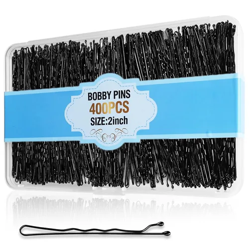 400 Piezas Horquillas Bobby Negras, Horquillas Bobby Curvas Premium para Cabello Castaño y Rubio con Sujeción Segura y Sin Dolor, Horquillas Bobby