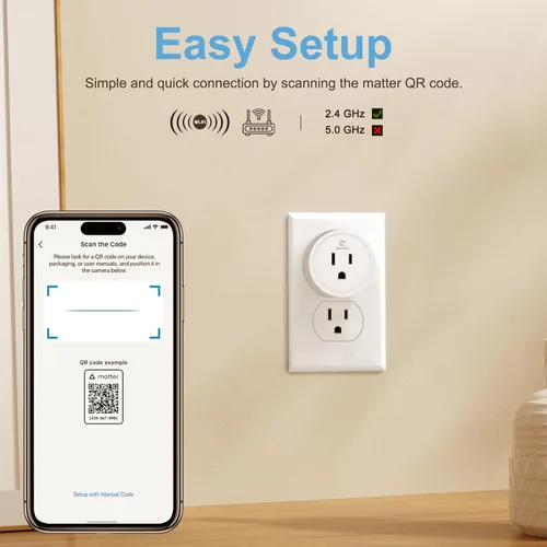 Vista 5 de EIGHTREE Matter Smart Plug, compatible con Homekit, requiere hub, enchufes inteligentes que funcionan con Alexa, Siri y Google Home, enchufe WiFi