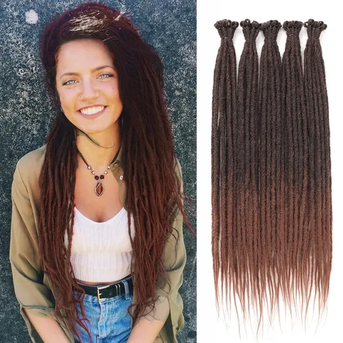 Vista 45 de Leeven Extensiones de Rastas Sintéticas de Doble Punta de 24 Pulgadas 30 Hebras Rastas Boho 613 Rubio 3 Estilos Mixtas Onduladas Rizadas DE Rastas