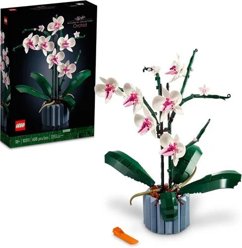 LEGO Botanicals Orchid - Juego de construcción de flores artificiales de interior para el hogar, cocina, decoración de escritorio, adultos a partir