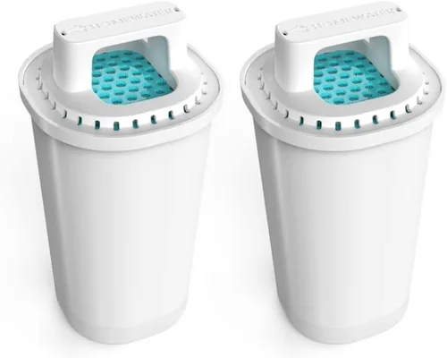 Vista 2 de HOMEWATER Pitcher Replacement Water Filter Cartridge, White, BPA-Free ABS Material, 2-Pack, 10-Cup Pitcher Compatible (FG-RF-PITCHER-2PK)