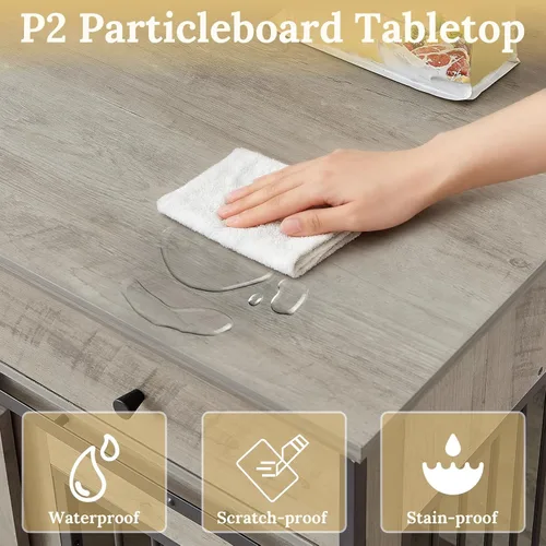 Vista 2 de Rovibek Muebles de jaula doble para perros de 66 pulgadas, jaula decorativa 2 en 1 para 2 perros con cajón y divisor extraíble, mesa auxiliar