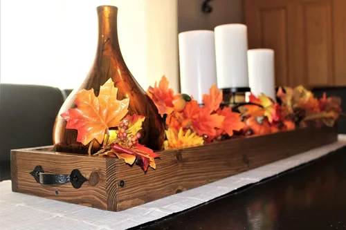Vista 9 de Rustic long table tray-farmhouse table trough-farmhouse table decor-tray for decor-farmhouse table tray centerpiece-dining room centerpiece-long