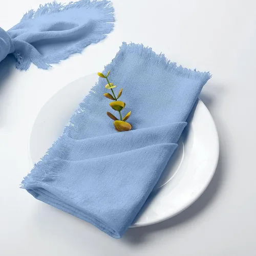 Vista 7 de Juego de 8 servilletas de tela de lino de algodón para el día de San Valentín, servilletas hechas a mano con flecos para bodas elegantes, Navidad