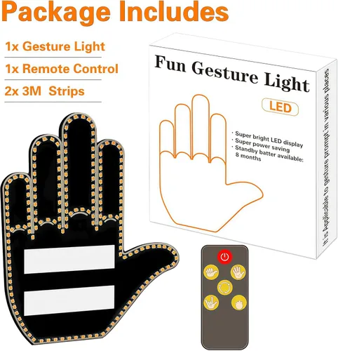 Vista 6 de Luz de Mano Glogesture para Auto-Howdot Luz de Dedo 4 en 1 con Control Remoto, Luz de Dedo Parpadeante Accesorios de Auto Geniales de Regalo
