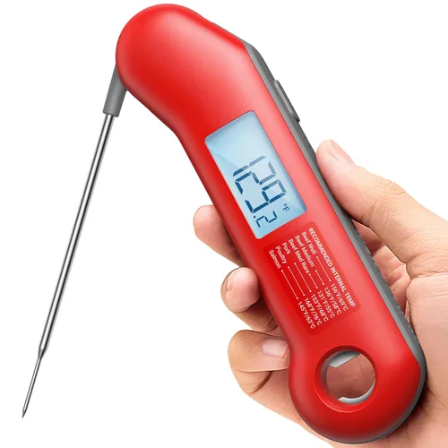 Vista 7 de Termómetro profesional para carne digital, lectura instantánea ultrarrápida de 0.5 seg, precisión certificada por NIST ±0.5°F, impermeable IP67