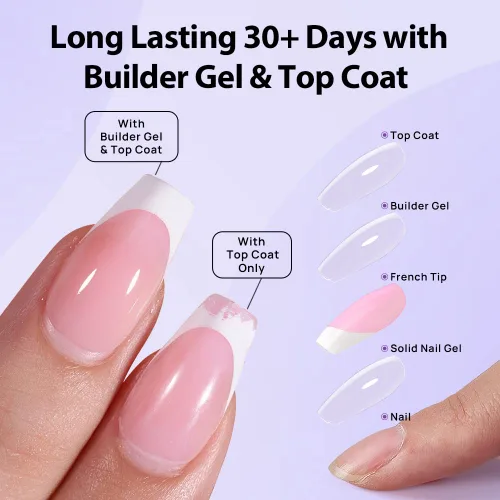 Vista 5 de BTArtboxnails XCOATTIPS - Gel protector constructor para uñas, sin astillado para efecto de peluquería, más de 30 días, larga duración, 0.5 onzas