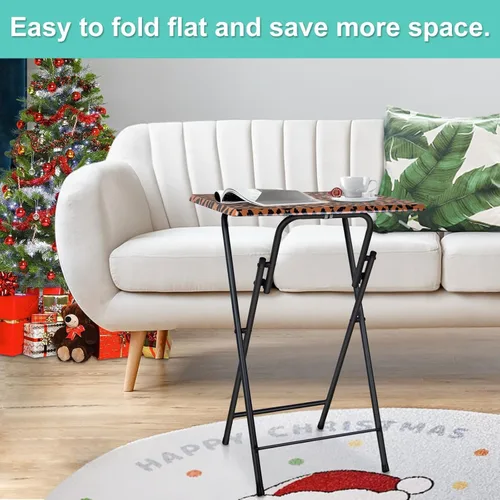 Vista 8 de Mesa plegable para TV, bandeja de TV para comer en el sofá, mesas plegables pequeñas, bandeja portátil para sofá, mesa de aperitivos plegable