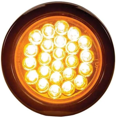 Vista 3 de Buyers Products SL41AR Luz estroboscópica ámbar de 4 pulgadas empotrada, luz de advertencia de flash cuadrada redonda, 24 LEDs, luces intermitentes