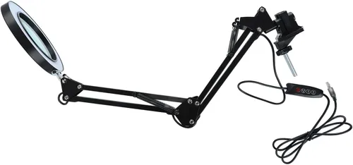 Vista 9 de Lámpara de aumento LED con abrazadera, 2.200 lupa regulable súper brillante con luz y soporte, lámpara de lupa de brazo giratorio ajustable