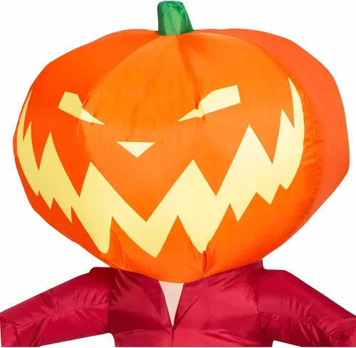 Vista 6 de Pumpkin King - Decoración inflable de Halloween de Pesadilla antes de Navidad para uso en interiores y exteriores, luces LED integradas de 5 pies