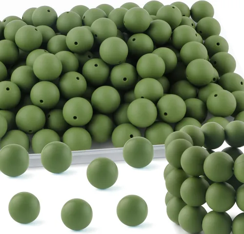 Vista 39 de 160Pcs 12mm de abalorios de silicona para hacer llaveros, pulseras, collares, abalorios redondos de silicona a granel para bolígrafos (negro)