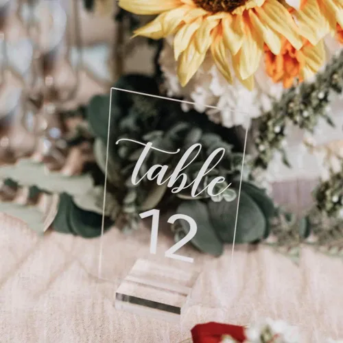 Vista 4 de Paquete de 10 soportes de acrílico transparente, soportes acrílicos para números de mesa de boda, soporte para números de mesa de boda, soporte