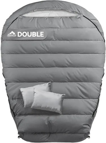 MEREZA Mummy Double Sleeping Bag for Adults with Pillow Cold Weather 0 Degree 2 Person Sleeping Bag for Big Tall Mens Couples Family Camping