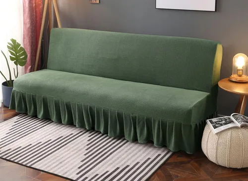 Vista 26 de IMYOGI Fundas de sofá de alta elasticidad sin brazos con falda, funda elástica ajustable de color sólido, protector de muebles para niños, mascotas