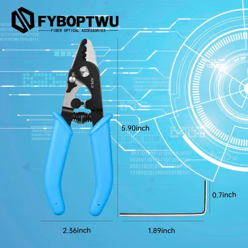 Vista 3 de 1 unid V-CFS-3 Pelacables de fibra óptica de 3 orificios de acero inoxidable herramienta de pelado de fibra óptica con mango de 6 pulgadas, azul