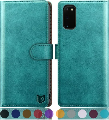 Vista 12 de SUANPOT Funda de piel tipo cartera para Samsung Galaxy S20 de 6.2 pulgadas (no S20+/S20 Ultra) con bloqueo RFID, tarjetero de crédito, funda