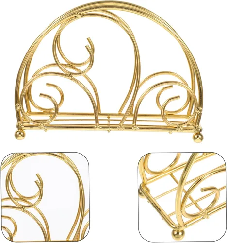 Vista 8 de HANABASS Napkin Holder for Kitchen Counter Metal Napkin Dispenser with Weighted Arm Rustic Gold Iron for Home Restaurant Outdoor Table Use