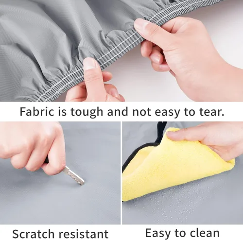 Vista 7 de GXT - Funda impermeable para automóvil todo clima para automóviles al aire libre, tela TPE resistente de protección completa contra la lluvia