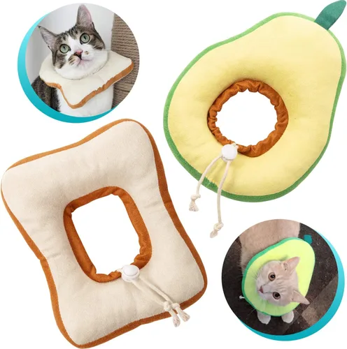 Frienda 2 piezas de cono ajustable para gato, collar de recuperación de gato, conos de gatito después de cirugía, correa para el cuello de mascota