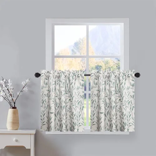Vista 14 de VOGOL Cortinas pequeñas para ventana, lindas cortinas cortas con estampado de pájaros para cuarto de bebé, baño, cafetería, puerta, cabeza, 30 x 24