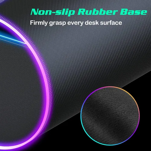 Vista 3 de Alfombrilla de mouse LED RGB con cargador inalámbrico de 15 W, alfombrilla de mouse para juegos con 10 modos de luz, alfombrilla de mouse extra