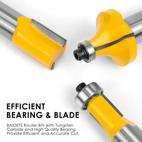 Vista 8 de Juego de brocas de router de 1/2 pulgada de vástago - BAIDETS Kit profesional de 70 piezas de brocas de carburo de 1/2 pulgada para carpintería