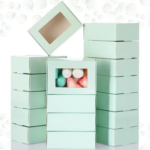 Vista 19 de Zonon 30 cajas de jabón para embalaje casero, mini cajas de papel kraft con ventana para panadería, dulces, jabón, embalaje de regalo