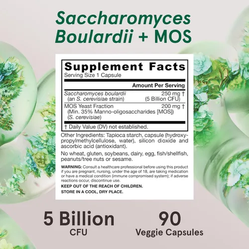 Vista 6 de Suplemento de Jarrow Formulas Sacharomyces boulardii y MOS, SAC, individual, 1, 1