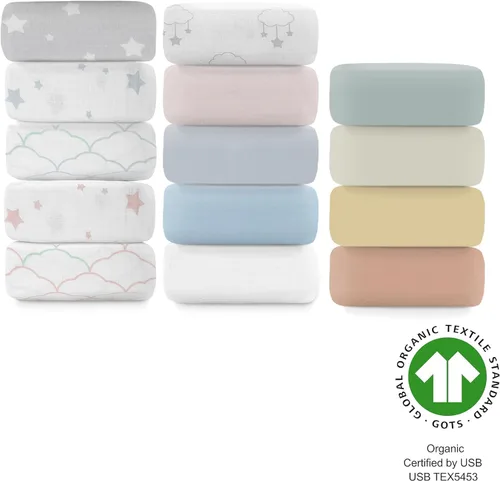 Vista 4 de Newton Baby Sábana bajera ajustable para cuna (paquete de 2), ultra transpirable y suave, algodón orgánico, se adapta a todas las cunas estándar