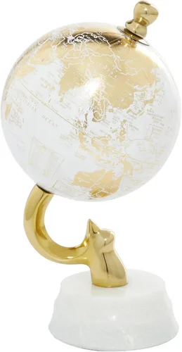 Vista 13 de Deco 79 Globo mundial de metal de aluminio con base de mármol, globo de escritorio 6 "x 6" x 11", azul