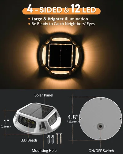 Vista 2 de JACKYLED Paquete de 8 luces solares para cubierta al aire libre, 12 luces LED solares para muelle marino, impermeables, luces solares del atardecer