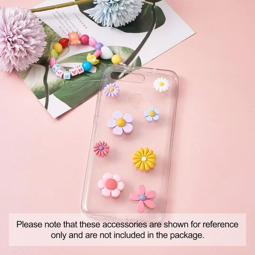 Vista 5 de Pandahall - 240 piezas de cabujones de resina de flores opacas con parte trasera plana sin perforar, cuentas autoadhesivas de girasol