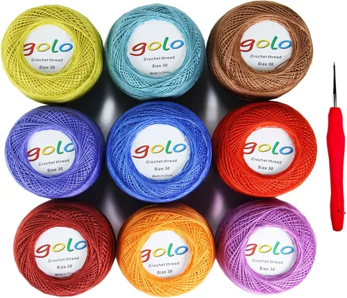 Vista 118 de Golo 3 bolas de hilo de ganchillo tamaño 30, hilo de bordar y lana para tejer a mano para calados 045