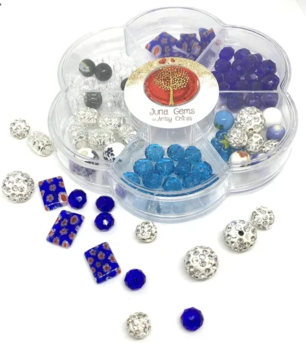 Bead Kit / Bracelet Making Craft / Gemstones / Crystals / Make 3-4 bracelets / Blue / Easter Basket Gift / Mommy and Me Hobby