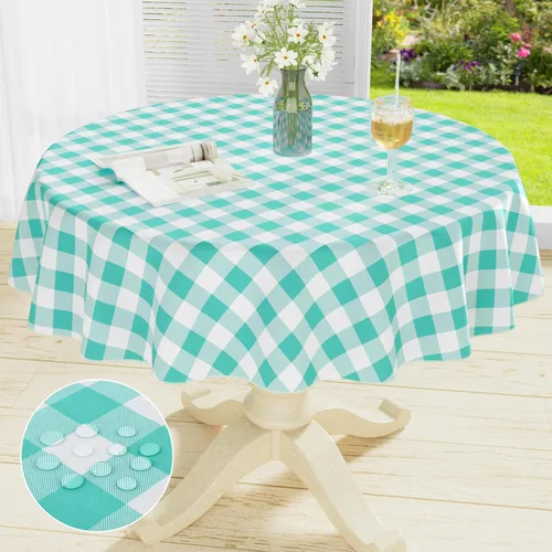 Vista 68 de misaya Mantel cuadrado de vinilo impermeable, mantel con parte trasera de franela de búfalo, mantel de plástico lavable para cena, cocina