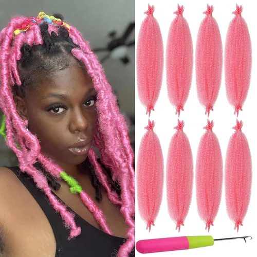 Vista 14 de 2 paquetes de cabello afro trenzado elástico de 12 pulgadas, cabello afro Spring Twist estilo Marley Twist trenzado, cabello envolvente para rastas