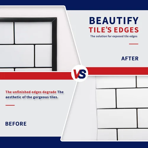 Vista 5 de Art3dwallpanels Moldura Negra de 10 Pies para Despegar y Pegar para Borde de Azulejos de Backsplash, Moldura Flexible Autoadhesiva Insta