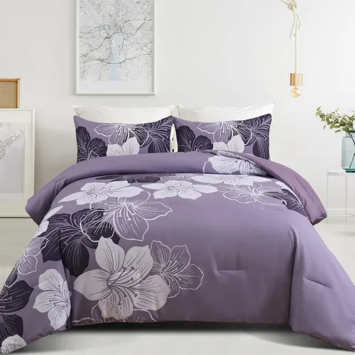 Vista 14 de Menghomeus Juego Completo de Edredón Negro/Dorado Floral Juegos de Ropa de Cama Edredón - Juego de Edredón de Cama de Microfibra Suave para Todas