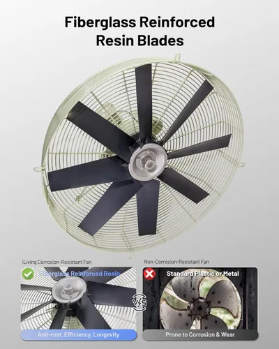 Vista 7 de iLiving - Ventilador de escape de obturación de 24 pulgadas, resistencia a la corrosión, velocidad única