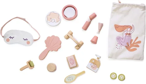 Vista 4 de Tender Leaf Toys - Set de Retiro de Spa - Set de Juguetes de Juego de 20 Piezas de Madera para Simular el Cuidado Personal con Bolsa de Cordón