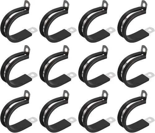 Vista 21 de uxcell Abrazadera de tubo de acero inoxidable en forma de R de 1-1/2 pulgadas (1.496 in) con aislamiento acolchado de goma