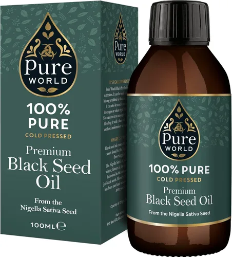 Botella de vidrio prensada en frío virgen 100% pura de alta resistencia del aceite de comino de semilla negra 3.4 fl oz, aceite de semilla negra de
