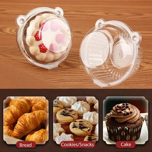 Vista 8 de Caja de plástico transparente individual para magdalenas, cápsulas, magdalenas, portador, cajas (50)